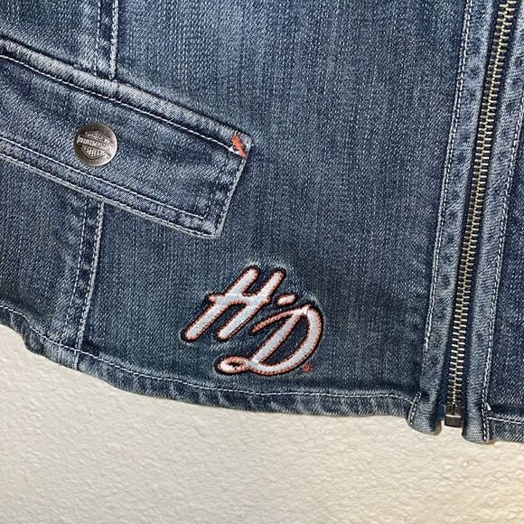 Harley Davidson Jean Vest Biker Patches Trucker - Picture 2 of 9